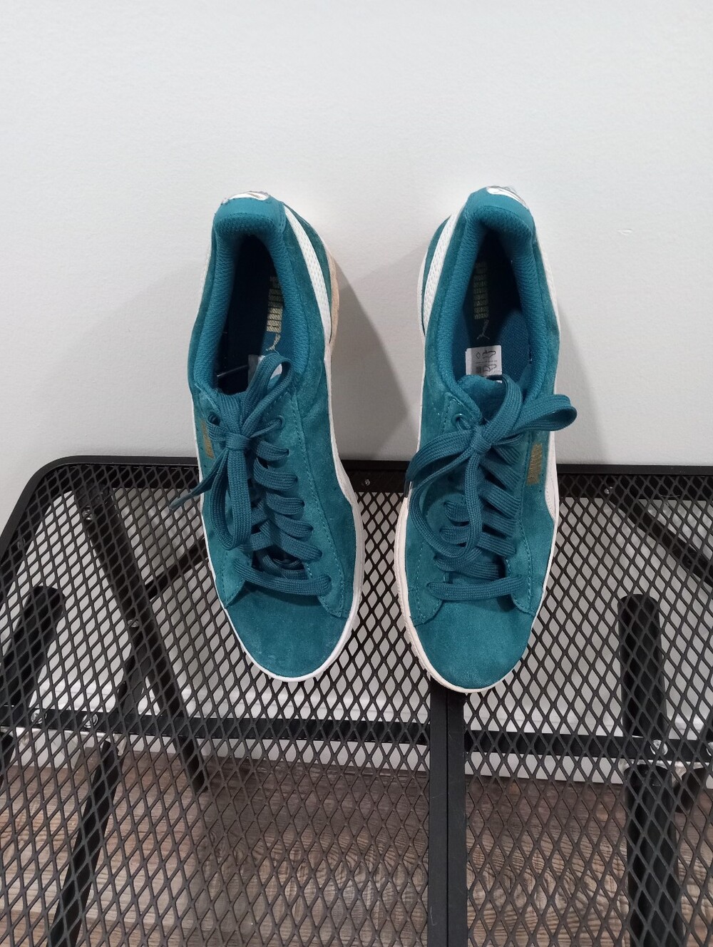 Women's TEAL & White Suede/Leather Puma Sneakers
